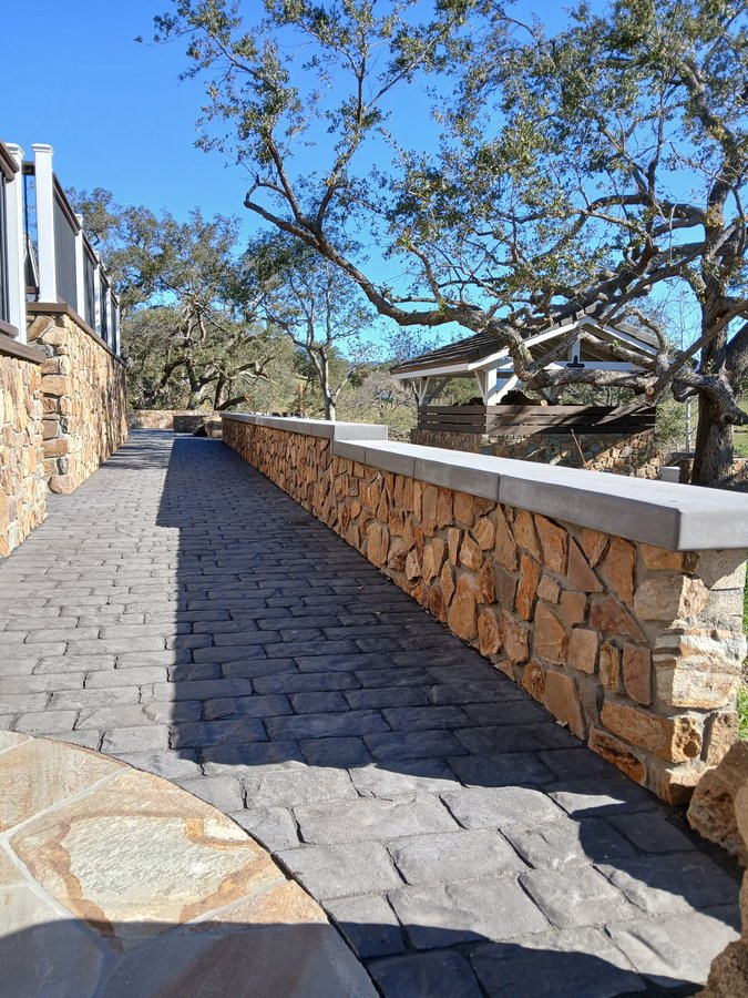 Paver stairway on hillside lot