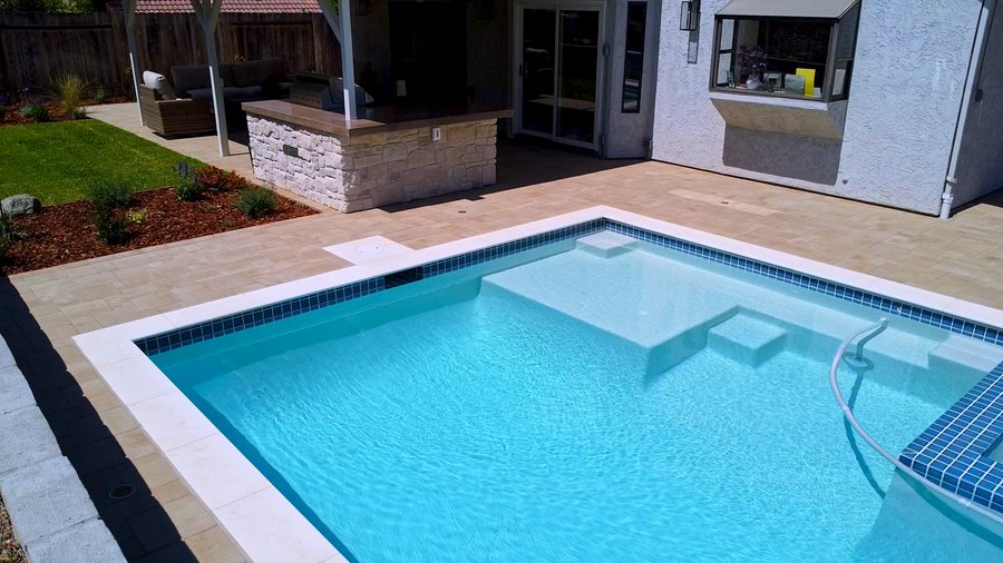 Aerial travertine pool deck